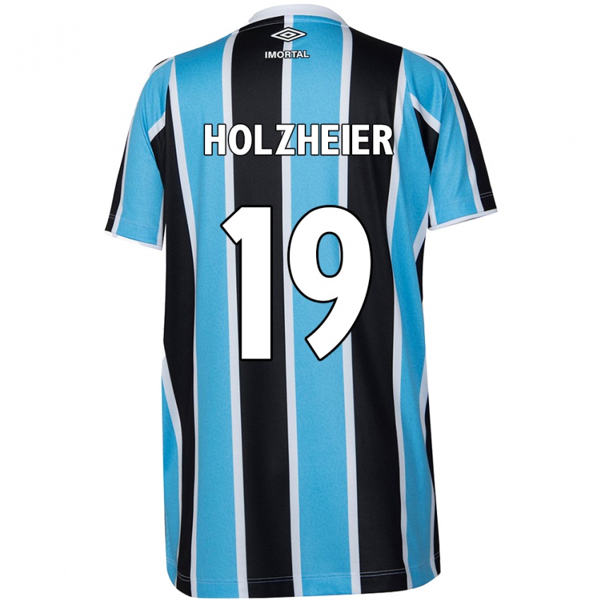 Dames Agostina Holzheier #19 Blauw Zwart Wit Thuisshirt Thuistenue 2024/25 T-Shirt