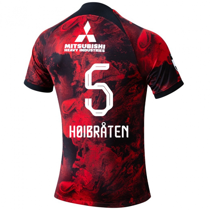 Dames Marius Høibråten #5 Rood Zwart Thuisshirt Thuistenue 2024/25 T-Shirt