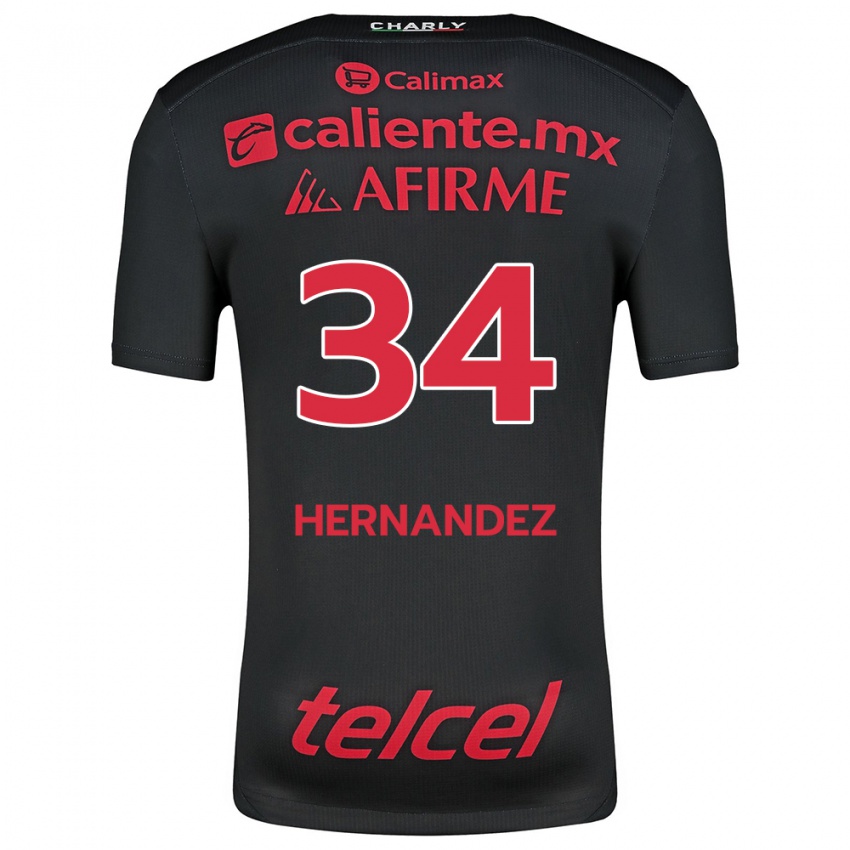 Dames Kimberly Hernandez #34 Zwart Rood Thuisshirt Thuistenue 2024/25 T-Shirt