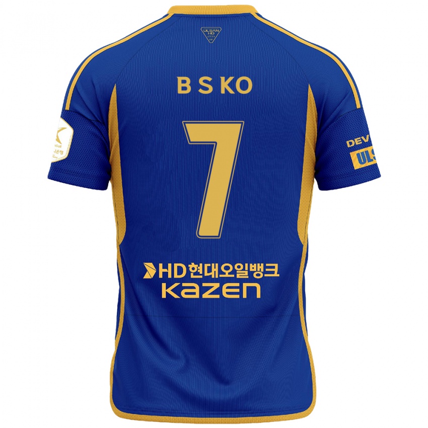 Dames Seung-Beom Ko #7 Blauw Geel Thuisshirt Thuistenue 2024/25 T-Shirt