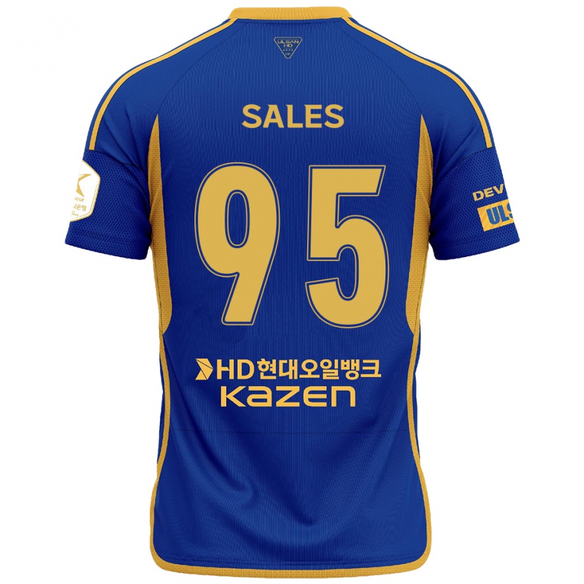 Dames Matheus Sales #95 Blauw Geel Thuisshirt Thuistenue 2024/25 T-Shirt