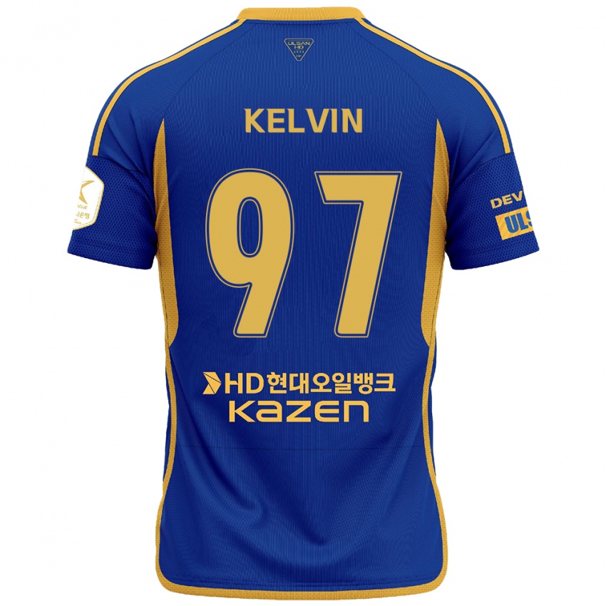 Dames Kelvin #97 Blauw Geel Thuisshirt Thuistenue 2024/25 T-Shirt