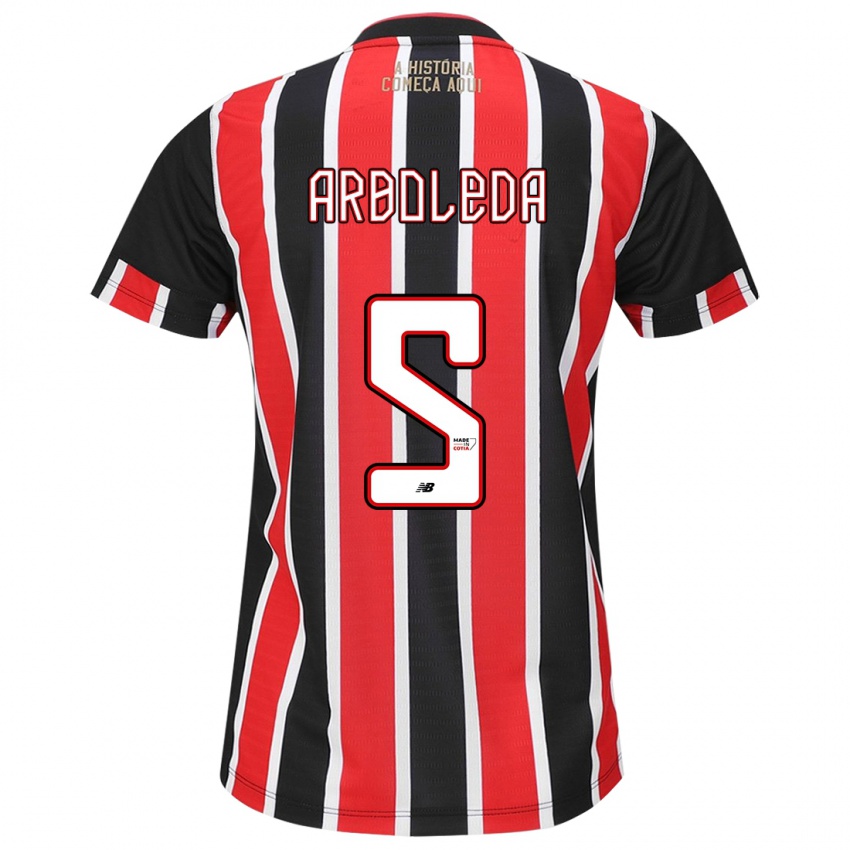 Dames Robert Arboleda #5 Zwart Rood Wit Uitshirt Uittenue 2024/25 T-Shirt