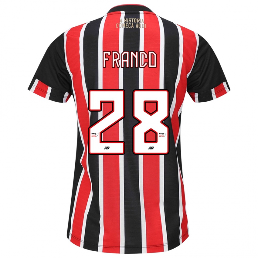 Dames Alan Franco #28 Zwart Rood Wit Uitshirt Uittenue 2024/25 T-Shirt