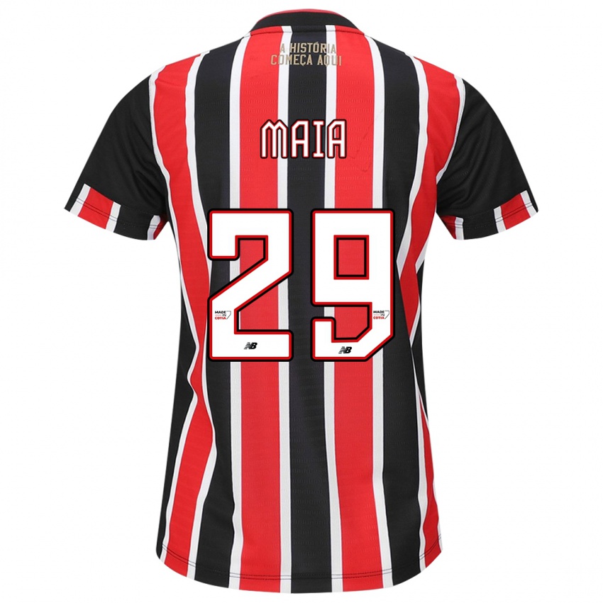 Dames Pablo Maia #29 Zwart Rood Wit Uitshirt Uittenue 2024/25 T-Shirt