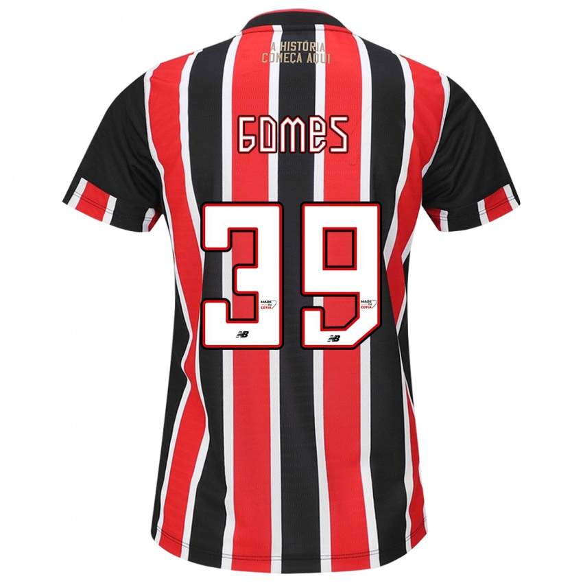 Dames William Gomes #39 Zwart Rood Wit Uitshirt Uittenue 2024/25 T-Shirt