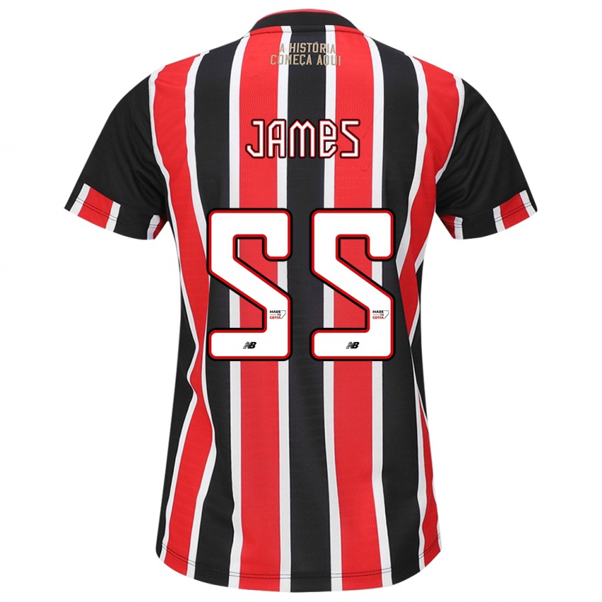 Dames James Rodriguez #55 Zwart Rood Wit Uitshirt Uittenue 2024/25 T-Shirt