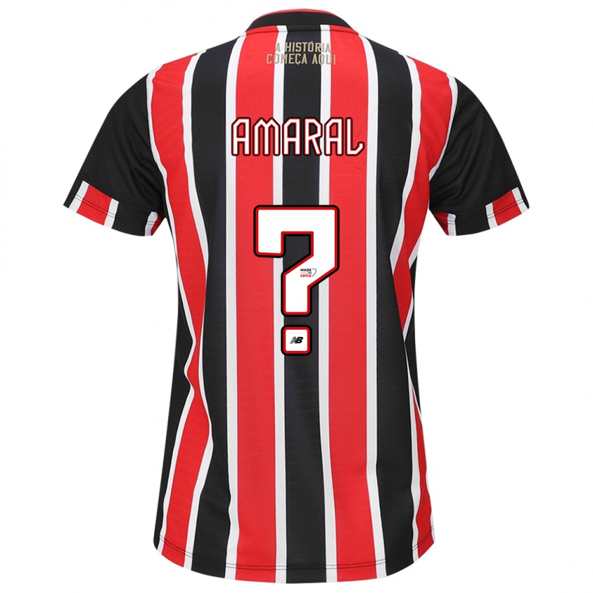 Dames Mateus Amaral #0 Zwart Rood Wit Uitshirt Uittenue 2024/25 T-Shirt