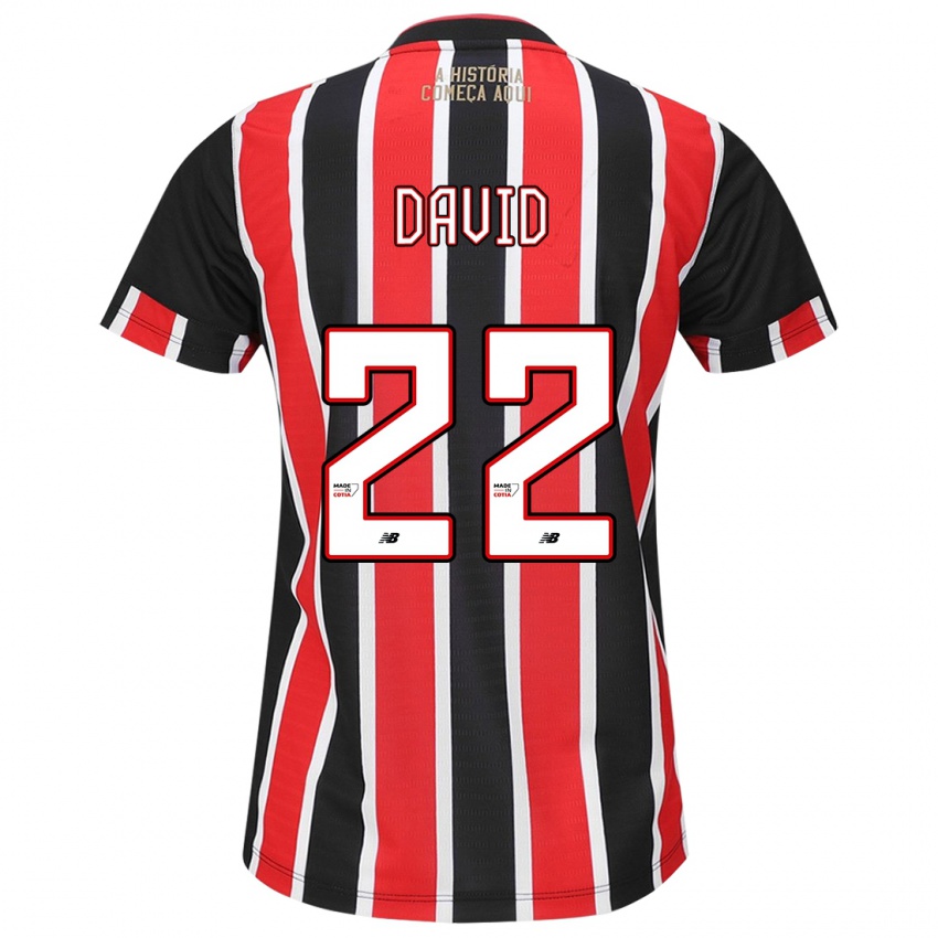 Dames David #22 Zwart Rood Wit Uitshirt Uittenue 2024/25 T-Shirt