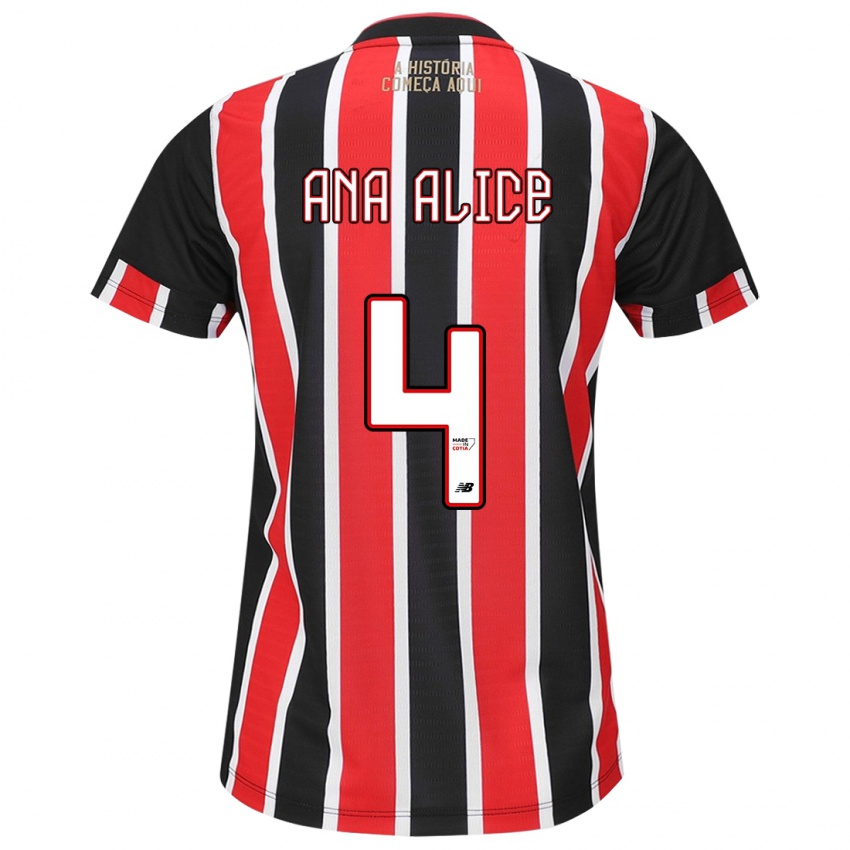 Dames Ana Alice Luciano Da Silva #4 Zwart Rood Wit Uitshirt Uittenue 2024/25 T-Shirt