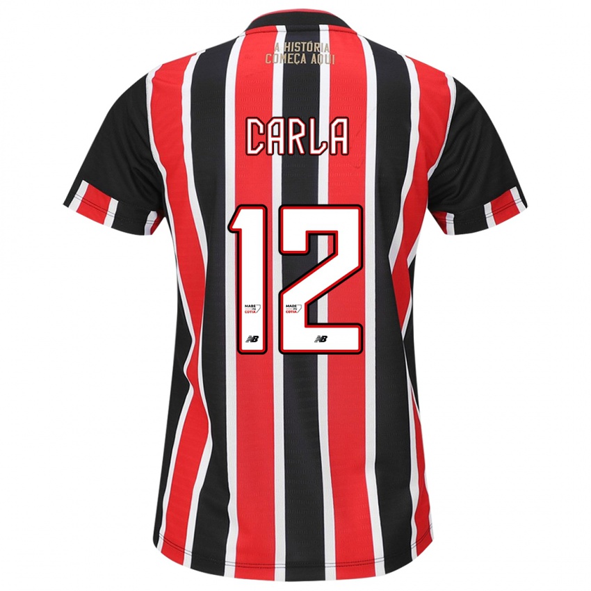 Dames Carla Maria Da Silva #12 Zwart Rood Wit Uitshirt Uittenue 2024/25 T-Shirt