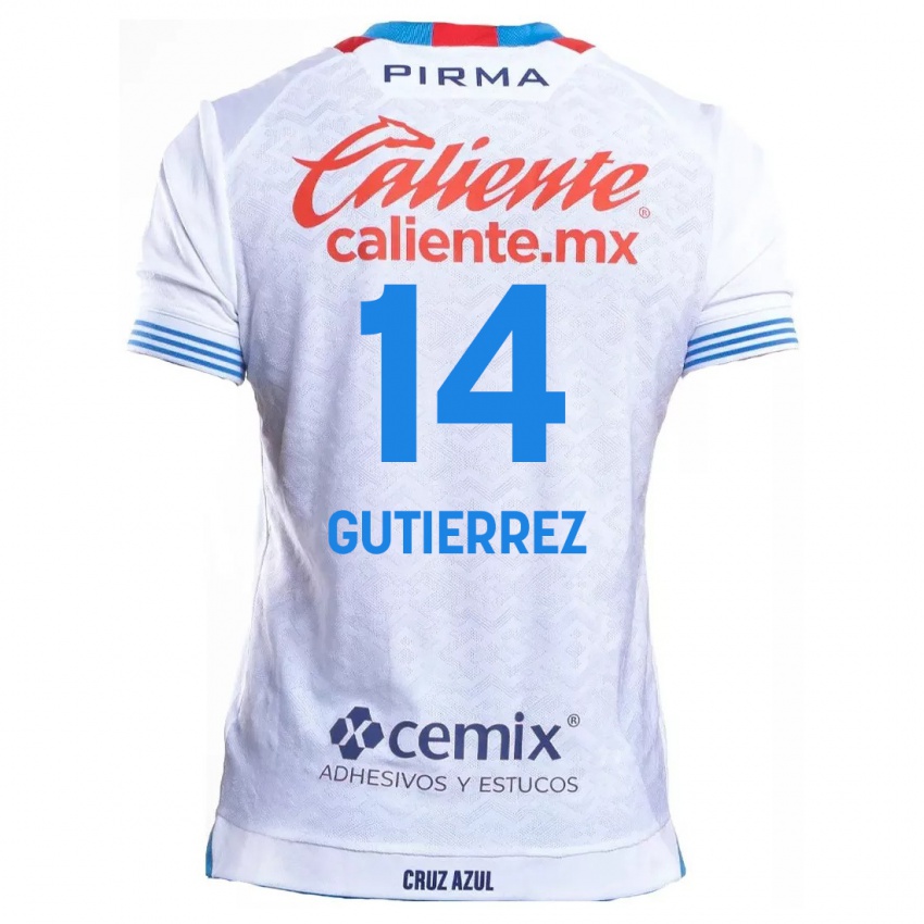 Dames Alexis Gutierrez #14 Wit Blauw Uitshirt Uittenue 2024/25 T-Shirt