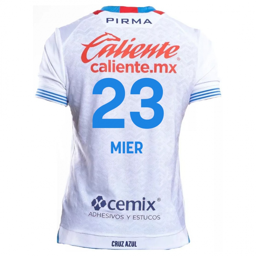 Dames Kevin Mier #23 Wit Blauw Uitshirt Uittenue 2024/25 T-Shirt