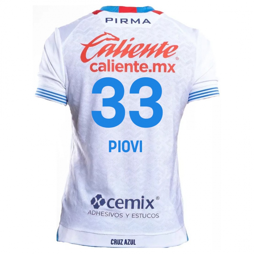 Dames Gonzalo Piovi #33 Wit Blauw Uitshirt Uittenue 2024/25 T-Shirt