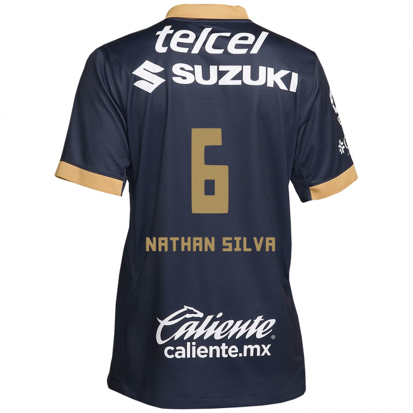 Dames Nathan Silva #6 Obsidiaan Goud Wit Uitshirt Uittenue 2024/25 T-Shirt