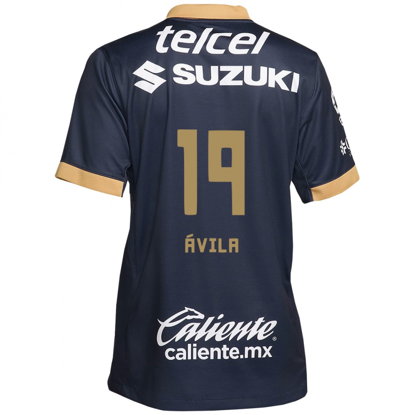 Dames Alí Ávila #19 Obsidiaan Goud Wit Uitshirt Uittenue 2024/25 T-Shirt