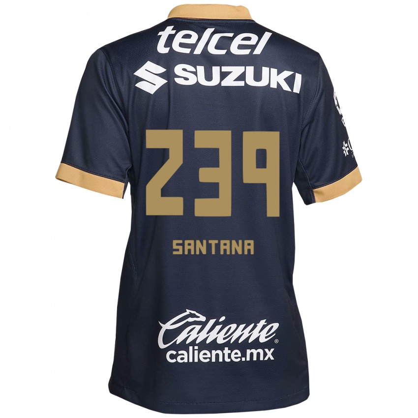 Dames Guillermo Santana #239 Obsidiaan Goud Wit Uitshirt Uittenue 2024/25 T-Shirt