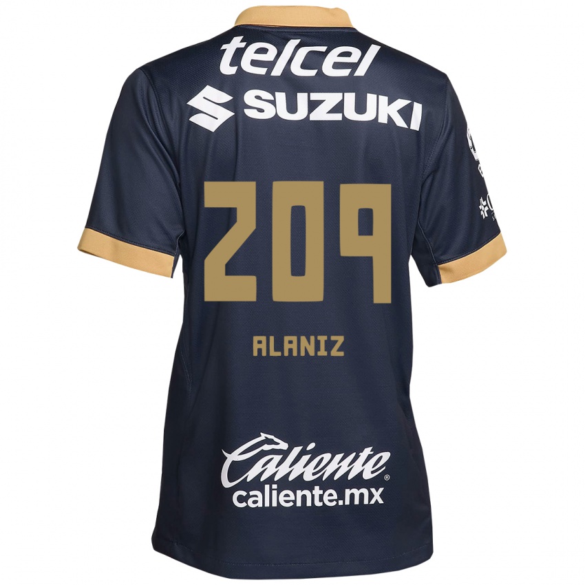 Dames Jorge Alaniz #209 Obsidiaan Goud Wit Uitshirt Uittenue 2024/25 T-Shirt