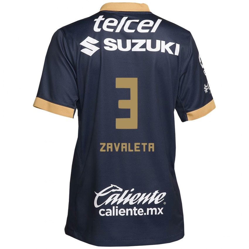 Dames Rebeca Zavaleta #3 Obsidiaan Goud Wit Uitshirt Uittenue 2024/25 T-Shirt