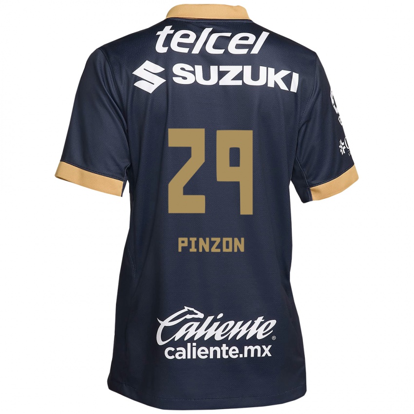 Dames Liceth Pinzon #29 Obsidiaan Goud Wit Uitshirt Uittenue 2024/25 T-Shirt