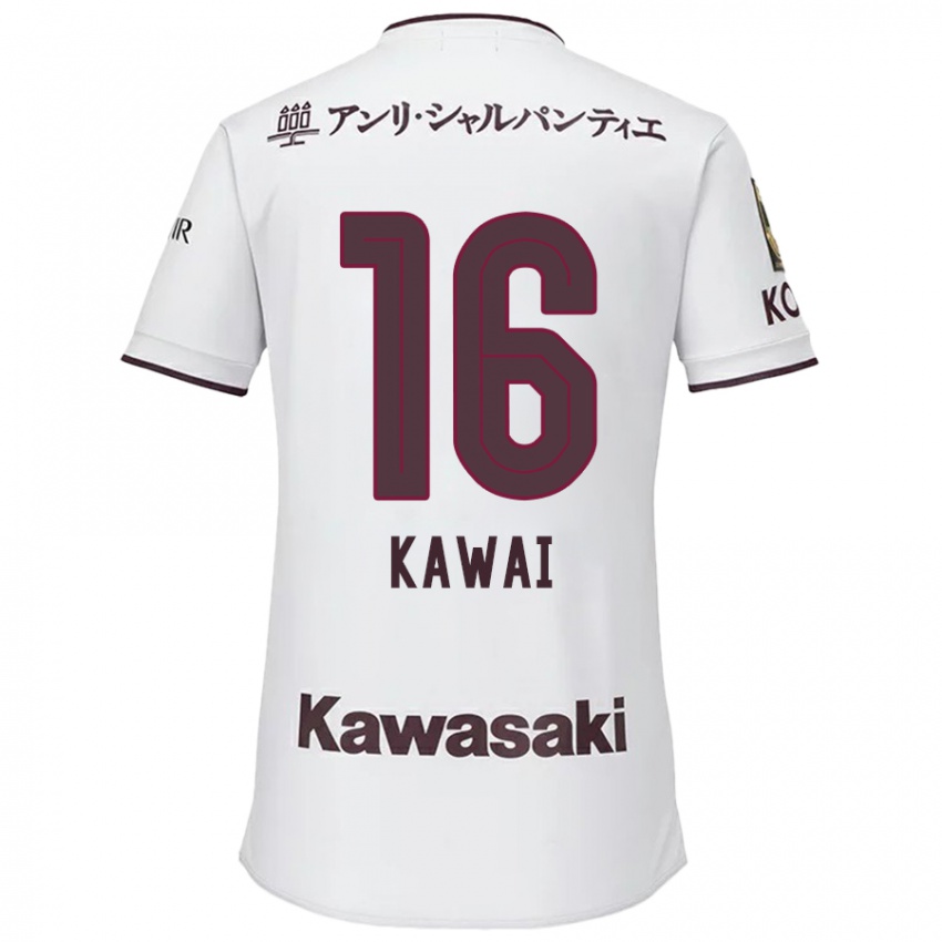 Dames Yuka Kawai #16 Wit Rood Uitshirt Uittenue 2024/25 T-Shirt