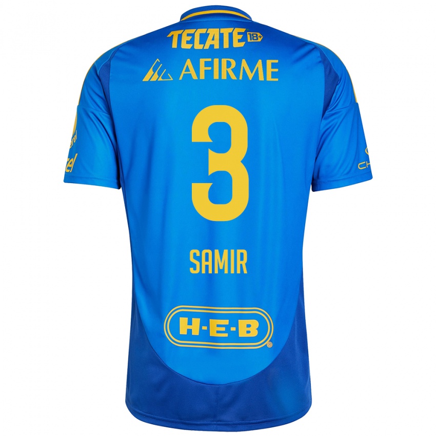 Dames Samir Caetano #3 Blauw Geel Uitshirt Uittenue 2024/25 T-Shirt