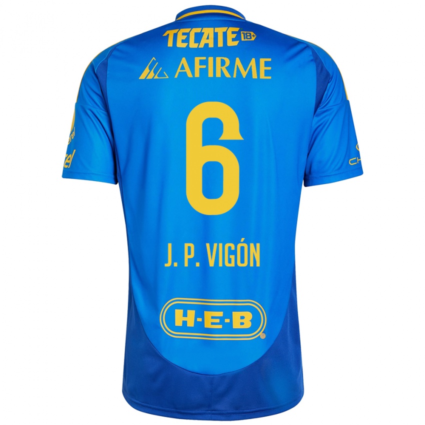 Dames Juan Pablo Vigón #6 Blauw Geel Uitshirt Uittenue 2024/25 T-Shirt