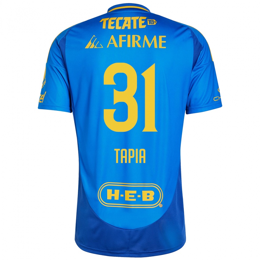 Dames Fernando Tapia #31 Blauw Geel Uitshirt Uittenue 2024/25 T-Shirt