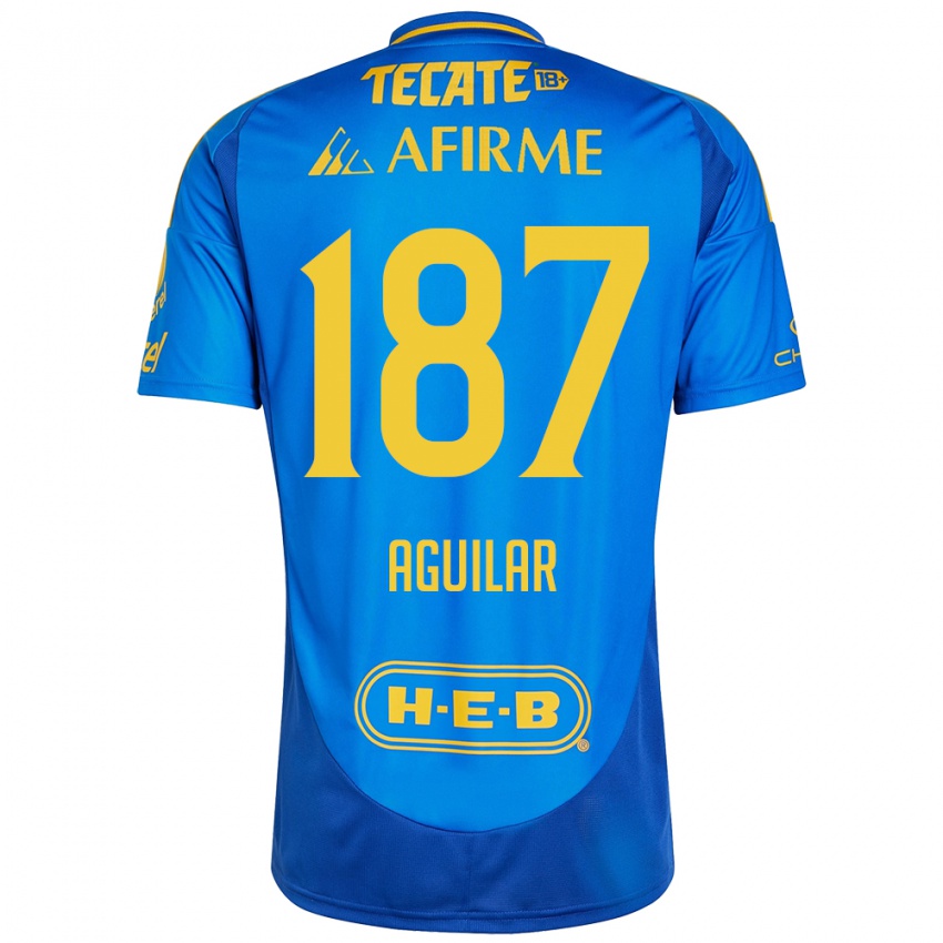 Dames Manuel Aguilar #187 Blauw Geel Uitshirt Uittenue 2024/25 T-Shirt