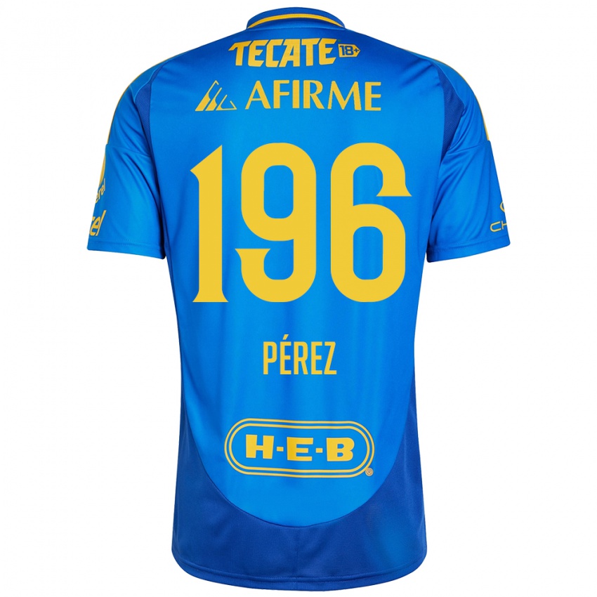 Dames Axel Pérez #196 Blauw Geel Uitshirt Uittenue 2024/25 T-Shirt