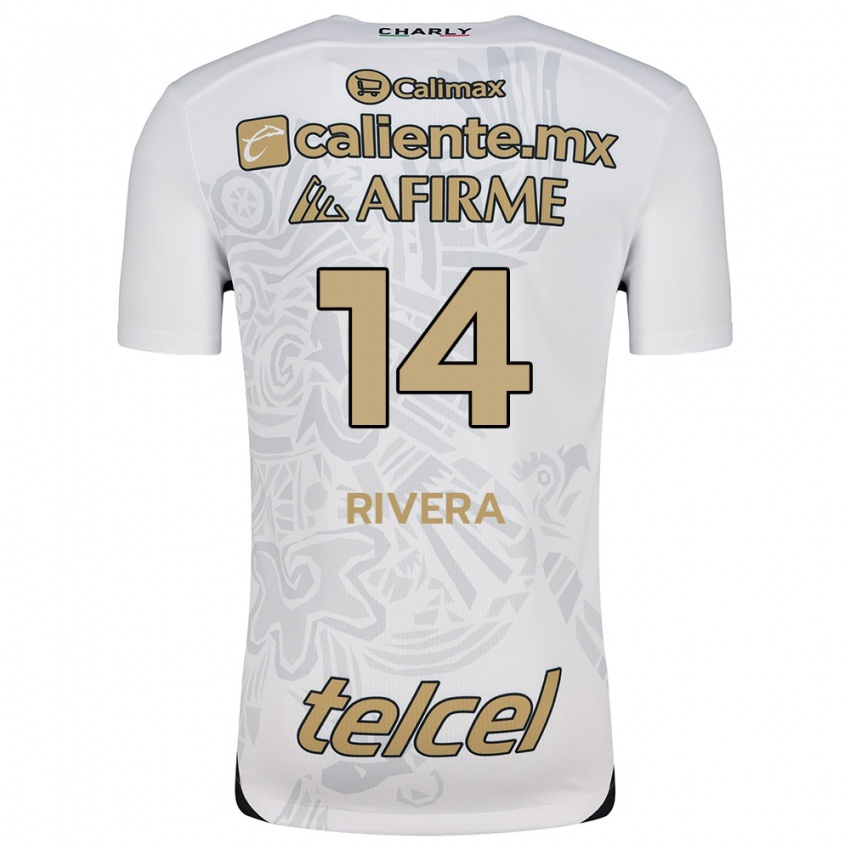 Dames Christian Rivera #14 Wit Zwart Uitshirt Uittenue 2024/25 T-Shirt