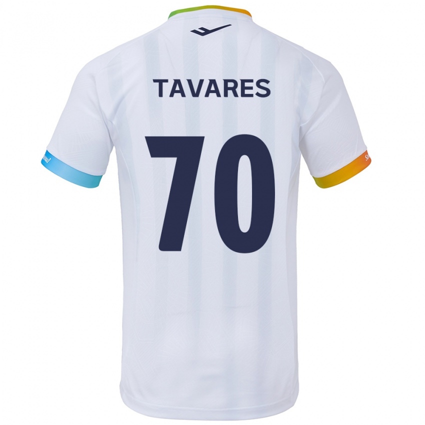 Dames Ronaldo Tavares #70 Wit Blauw Uitshirt Uittenue 2024/25 T-Shirt