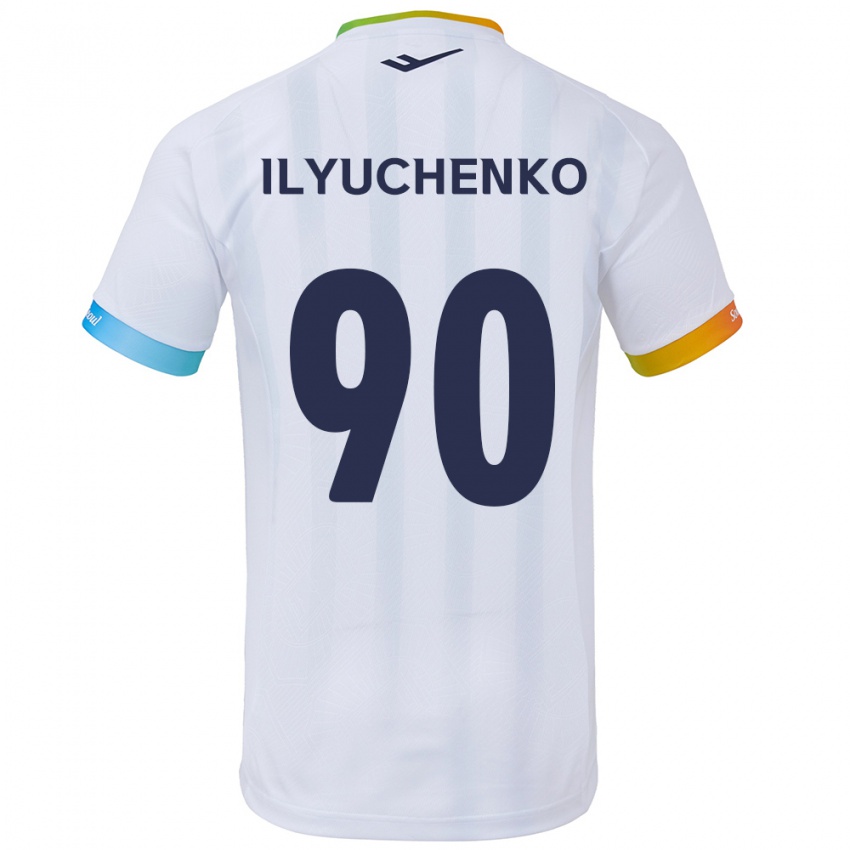 Dames Stanislav Ilyuchenko #90 Wit Blauw Uitshirt Uittenue 2024/25 T-Shirt