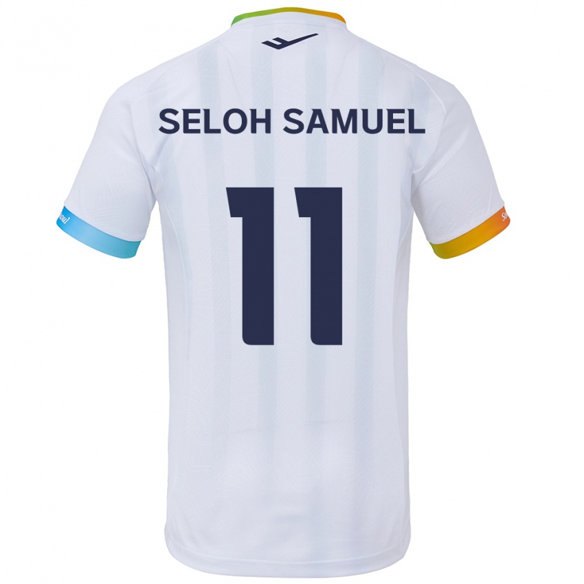 Dames Gbato Seloh Samuel #11 Wit Blauw Uitshirt Uittenue 2024/25 T-Shirt