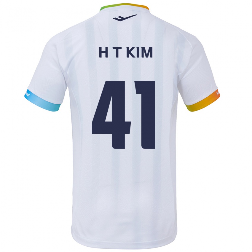 Dames Tae-Ho Kim #41 Wit Blauw Uitshirt Uittenue 2024/25 T-Shirt