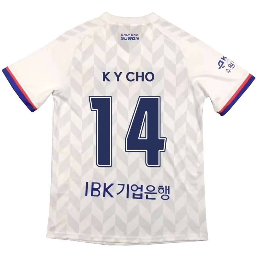 Dames Yun-Kwon Cho #14 Wit Blauw Uitshirt Uittenue 2024/25 T-Shirt