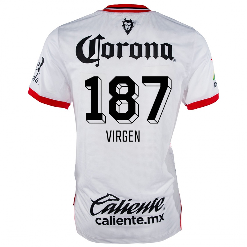 Dames Oswaldo Virgen #187 Wit Rood Uitshirt Uittenue 2024/25 T-Shirt