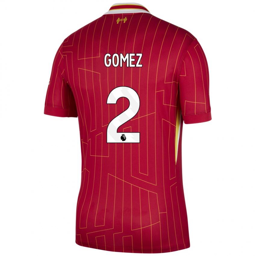 Kinderen Joe Gomez #2 Rood Geel Wit Thuisshirt Thuistenue 2024/25 T-Shirt