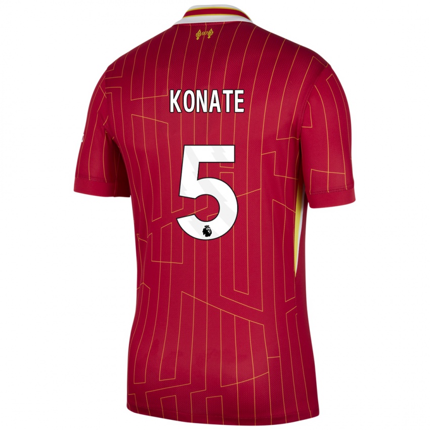 Kinderen Ibrahima Konate #5 Rood Geel Wit Thuisshirt Thuistenue 2024/25 T-Shirt