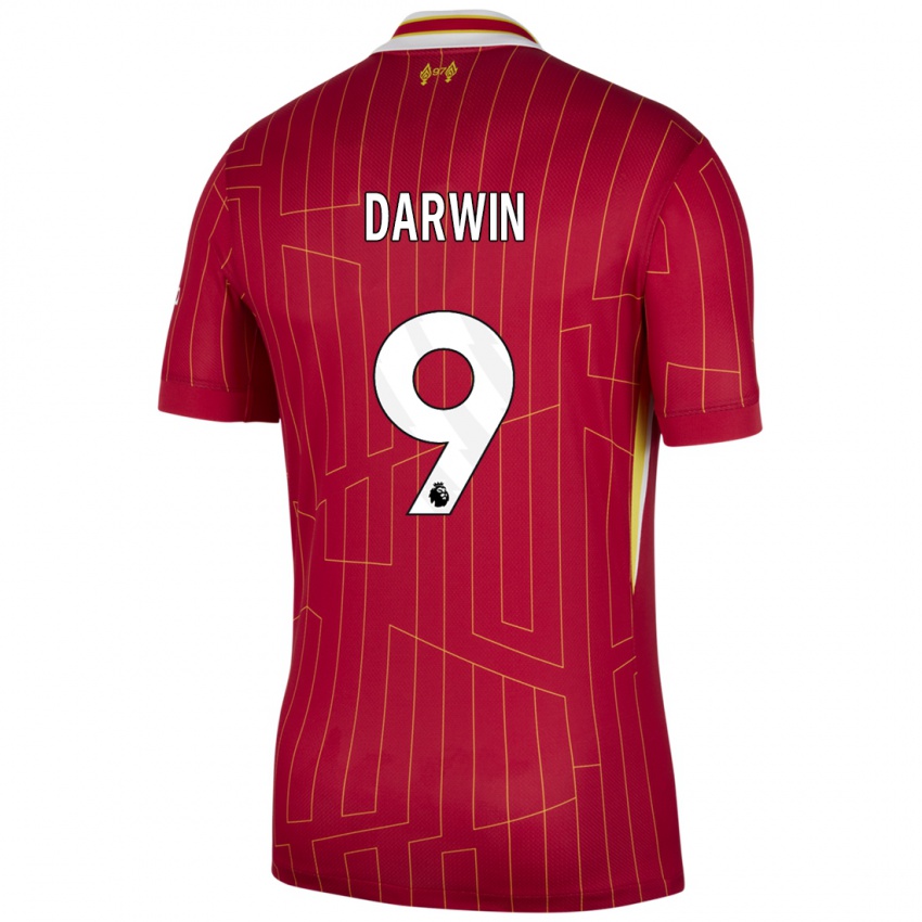 Kinderen Darwin Nunez #9 Rood Geel Wit Thuisshirt Thuistenue 2024/25 T-Shirt