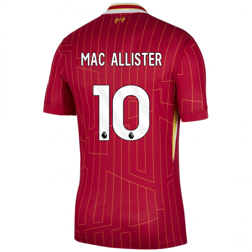 Kinderen Alexis Mac Allister #10 Rood Geel Wit Thuisshirt Thuistenue 2024/25 T-Shirt