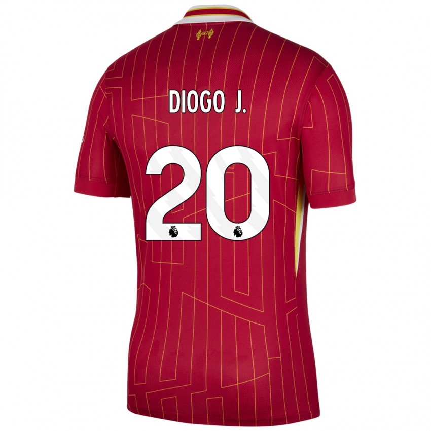 Kinderen Diogo Jota #20 Rood Geel Wit Thuisshirt Thuistenue 2024/25 T-Shirt