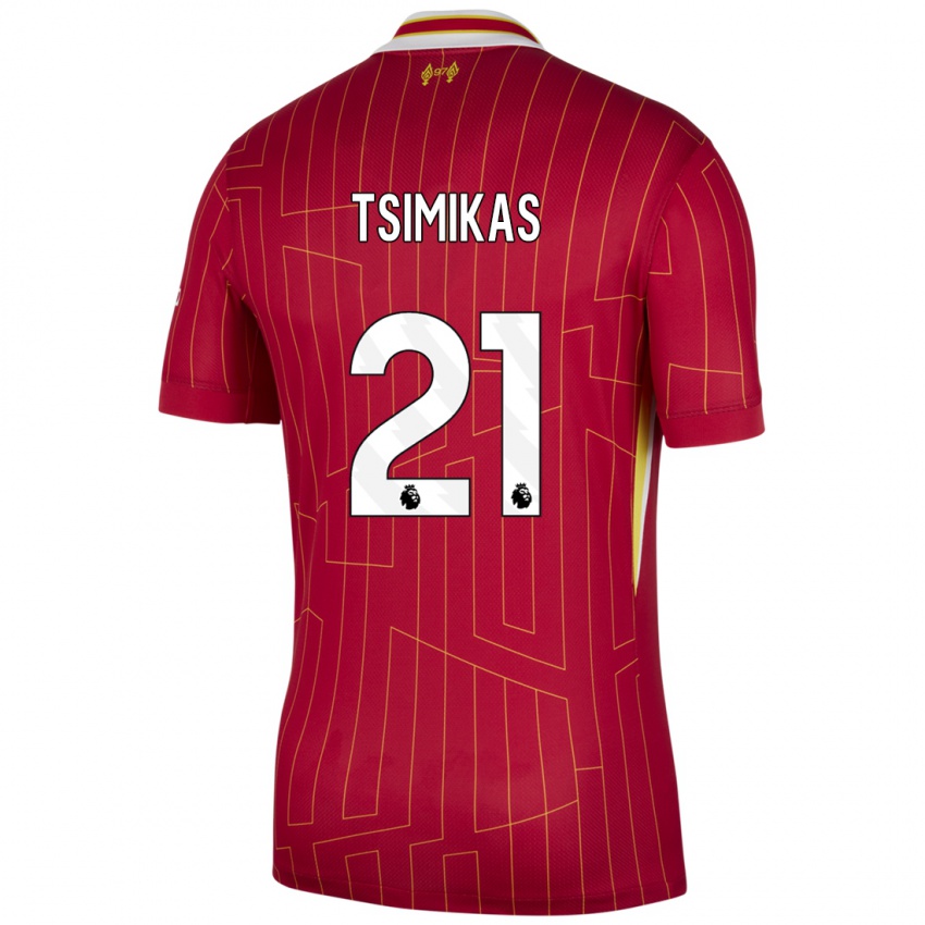 Kinderen Konstantinos Tsimikas #21 Rood Geel Wit Thuisshirt Thuistenue 2024/25 T-Shirt