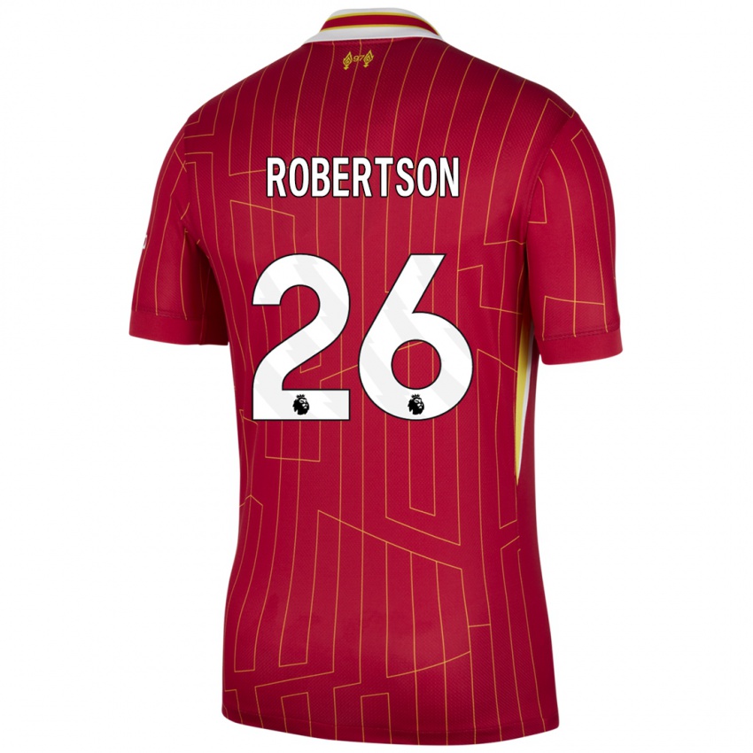 Kinderen Andrew Robertson #26 Rood Geel Wit Thuisshirt Thuistenue 2024/25 T-Shirt