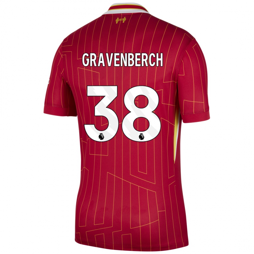 Kinderen Ryan Gravenberch #38 Rood Geel Wit Thuisshirt Thuistenue 2024/25 T-Shirt