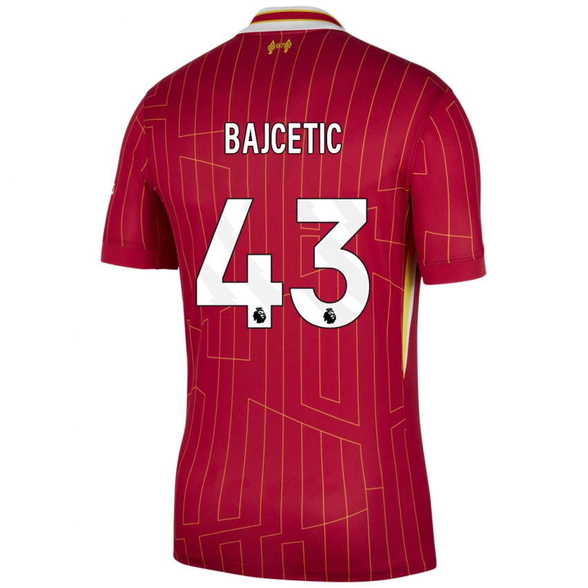 Kinderen Stefan Bajcetic #43 Rood Geel Wit Thuisshirt Thuistenue 2024/25 T-Shirt