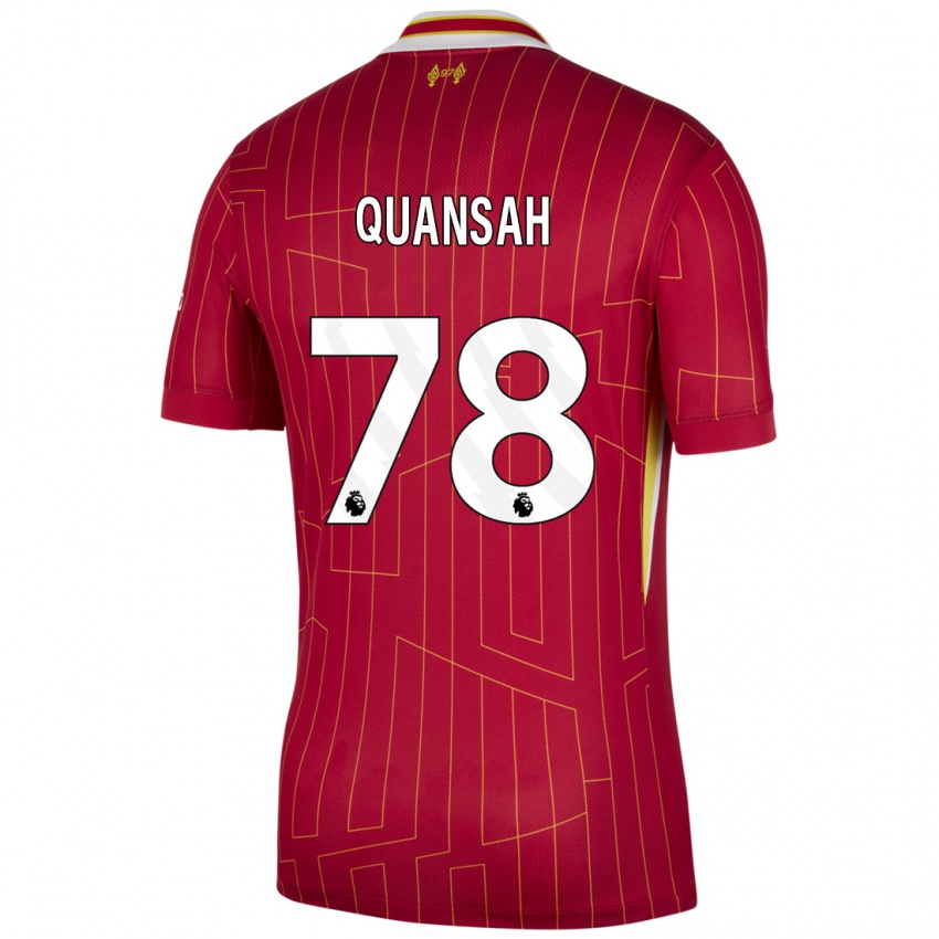 Kinderen Jarell Quansah #78 Rood Geel Wit Thuisshirt Thuistenue 2024/25 T-Shirt