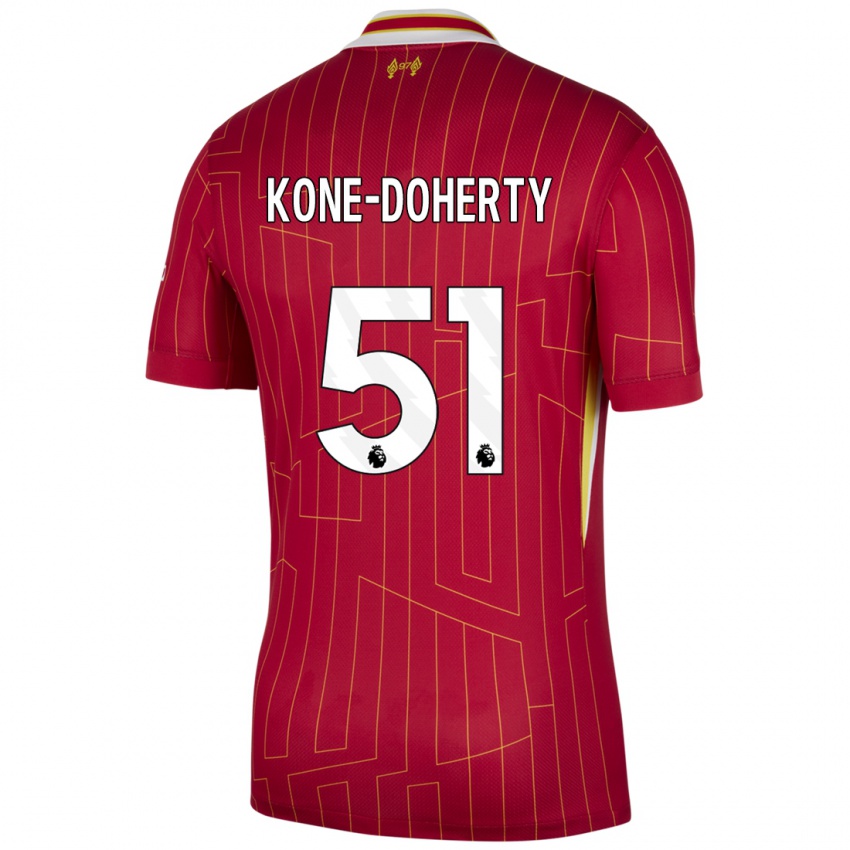 Kinderen Trent Kone-Doherty #51 Rood Geel Wit Thuisshirt Thuistenue 2024/25 T-Shirt