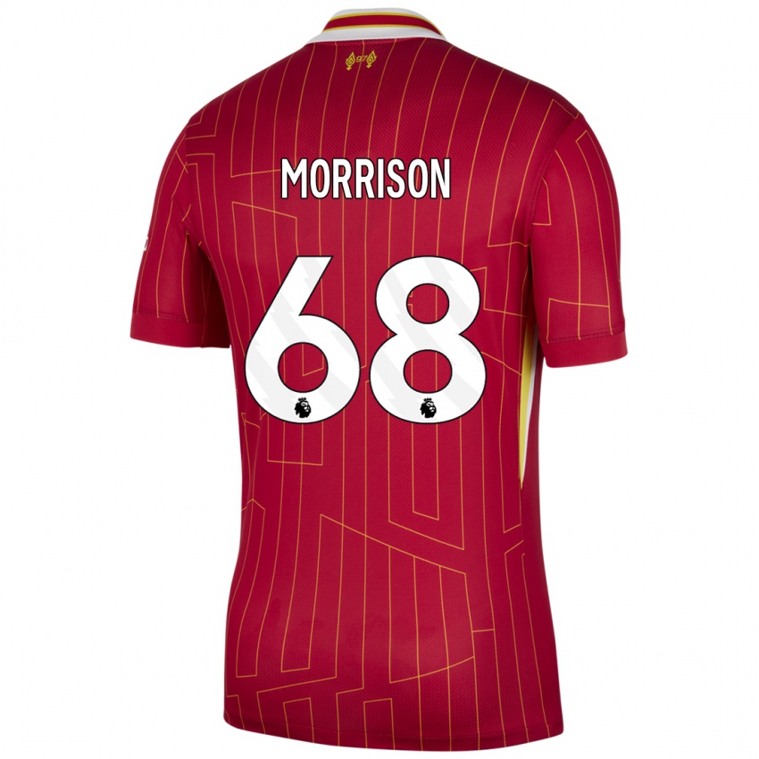 Kinderen Kieran Morrison #68 Rood Geel Wit Thuisshirt Thuistenue 2024/25 T-Shirt