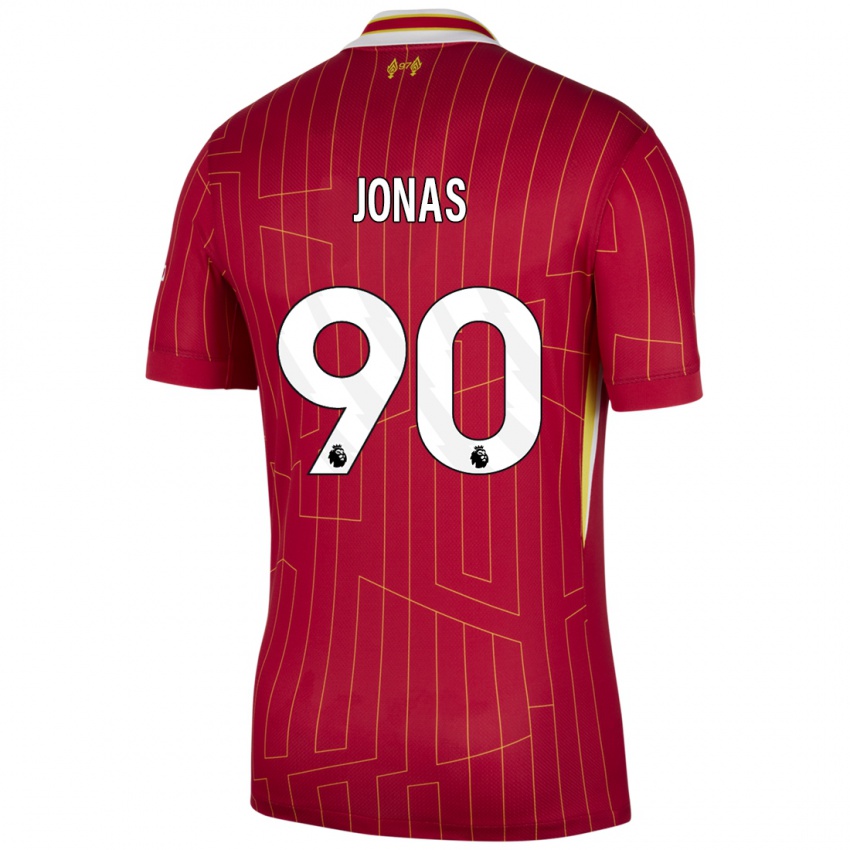 Kinderen Lee Jonas #90 Rood Geel Wit Thuisshirt Thuistenue 2024/25 T-Shirt